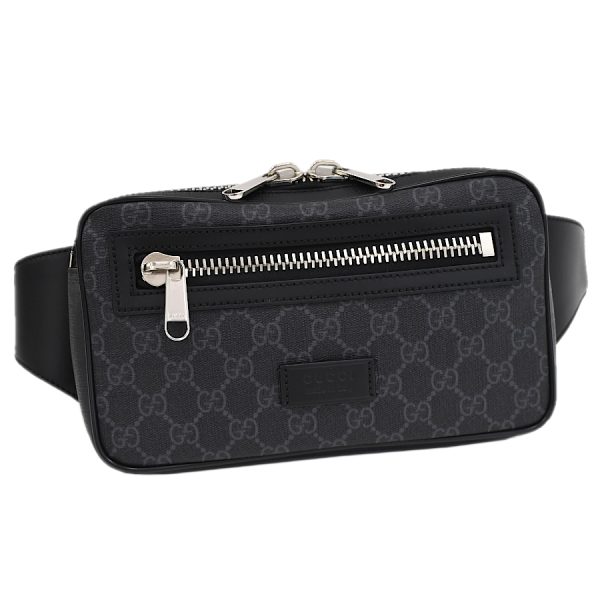 5000049884103016 1 Gucci Waist Pouch Body Bag 474293 Belt Bag Soft GG Supreme PVC Leather Black