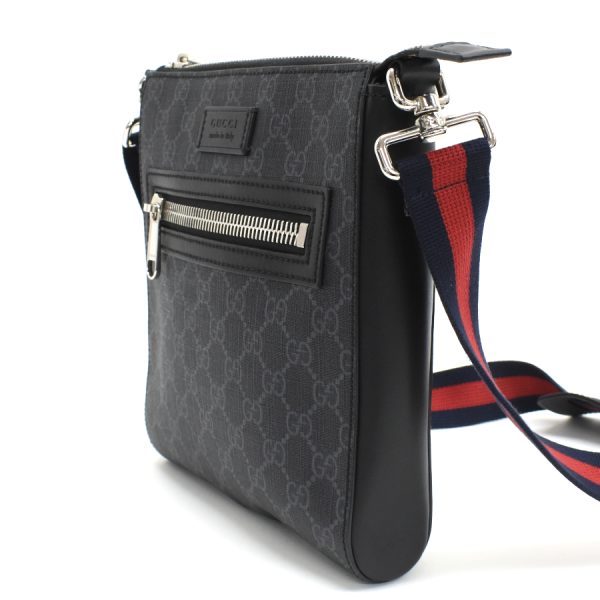 5000049884103448 2 Gucci Small Messenger Shoulder Bag 523599 Crossbody Web Line GG Supreme Black Grey