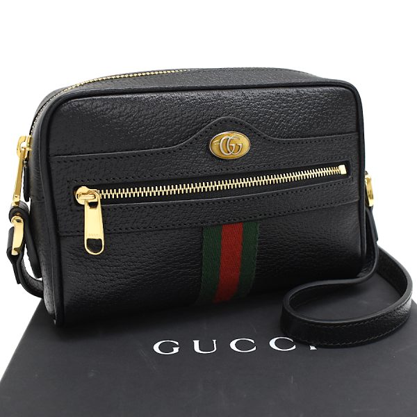 5000049884103562 1 Gucci Crossbody Shoulder Bag 719885 Double G Sherry Line Leather Black