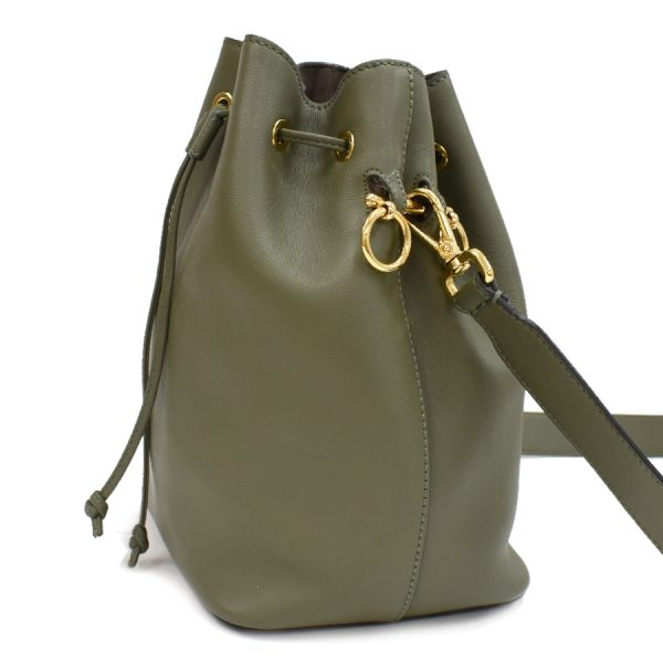 5300021884100604 2 Fendi Mon Tresor Shoulder Bag Crossbody 8BT298 Drawstring Leather Olive Moss Green