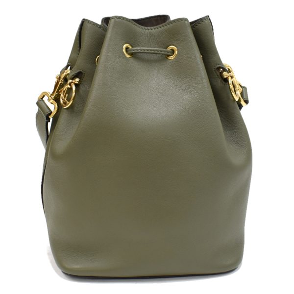 5300021884100604 3 Fendi Mon Tresor Shoulder Bag Crossbody 8BT298 Drawstring Leather Olive Moss Green