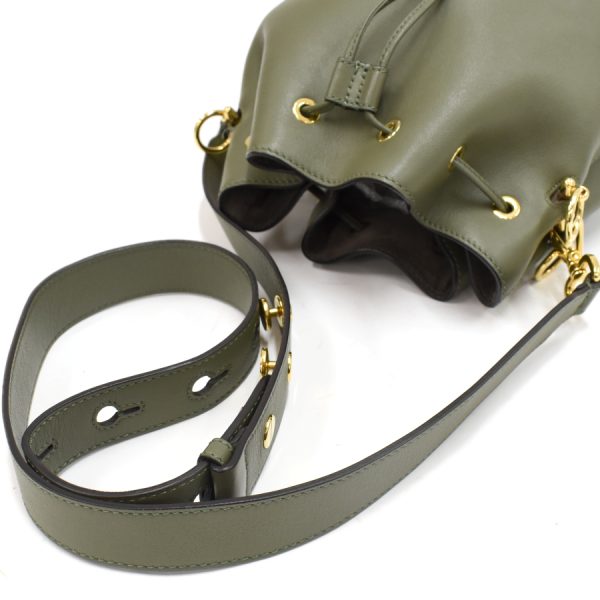 5300021884100604 7 Fendi Mon Tresor Shoulder Bag Crossbody 8BT298 Drawstring Leather Olive Moss Green