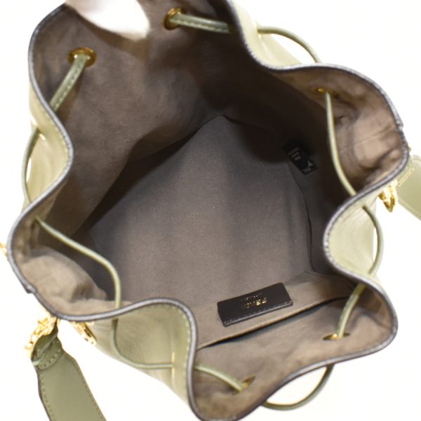 5300021884100604 8 Fendi Mon Tresor Shoulder Bag Crossbody 8BT298 Drawstring Leather Olive Moss Green