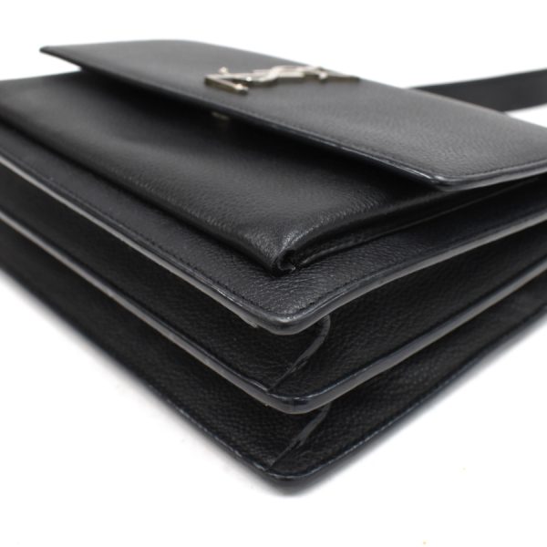 6 Saint Laurent Medium Shoulder Bag Clutch Bag Leather Black