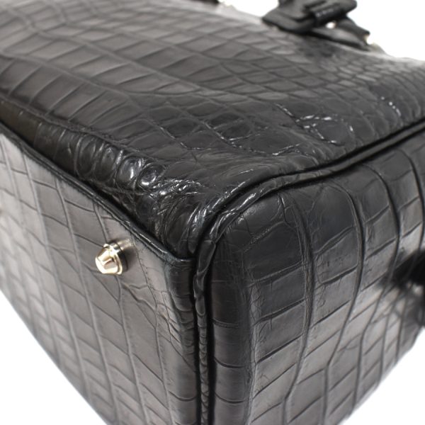 6 Zao Jra Boston Bag Handbag Crocodile Leather Black