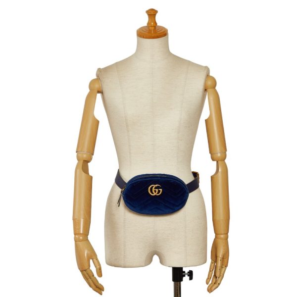 6 Gucci GG Marmont Quilted Waist Bag Belt Bag Navy