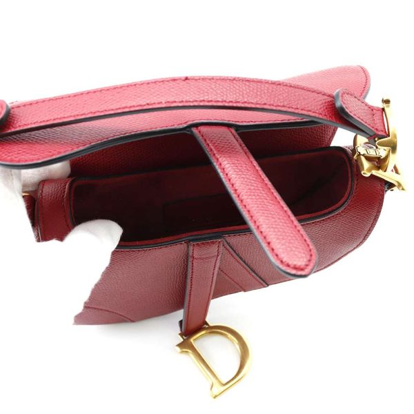 6 Christian Dior Handbag Saddle Bag Mini Red