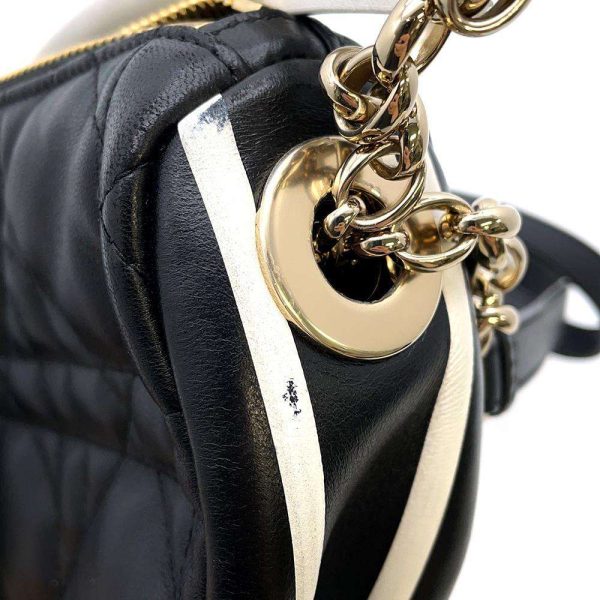 6 Christian Dior Shoulder Bag Hobo Bag Lambskin Black