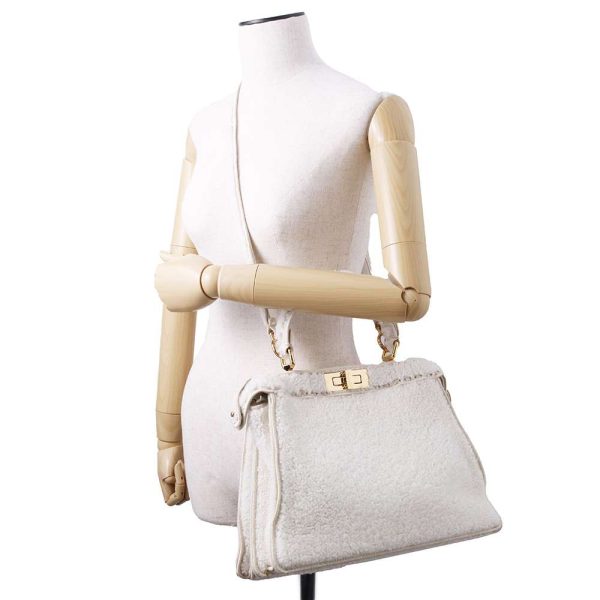 6 Fendi Handbag Peekaboo Medium 2way Shoulder Bag White