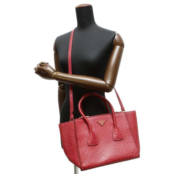 6 Prada Handbag Ostrich Shoulder Bag bordeaux