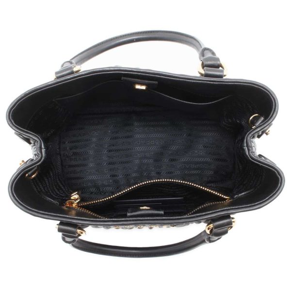 6 Prada Handbag Gathered Leather Shoulder Bag Black