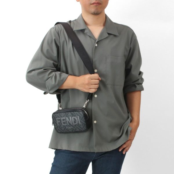6 Fendi Shoulder Bag Camera Case Small Calf Leather Black