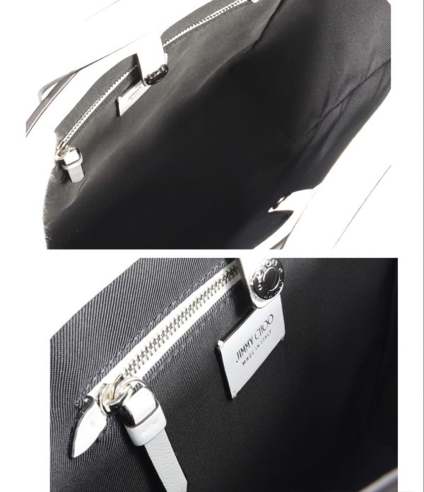 6 Jimmy Choo Shoulder Bag Patent Leather Embossed Mini White