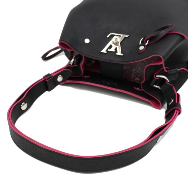 6 Louis Vuitton Lockme Bucket Shoulder Bag Leather Noir BlackPink