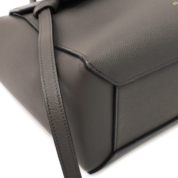 6 Celine Micro Belt Bag 2way Handbag Shoulder Bag Leather Charcoal Gray