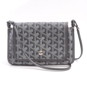 67866 1 Goyard Bag Pochette Plume PM Shoulder Bag PVC Calf Grey