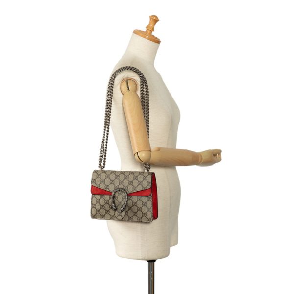 7 Gucci GG Supreme Crossbody Chain Shoulder Bag Beige Red