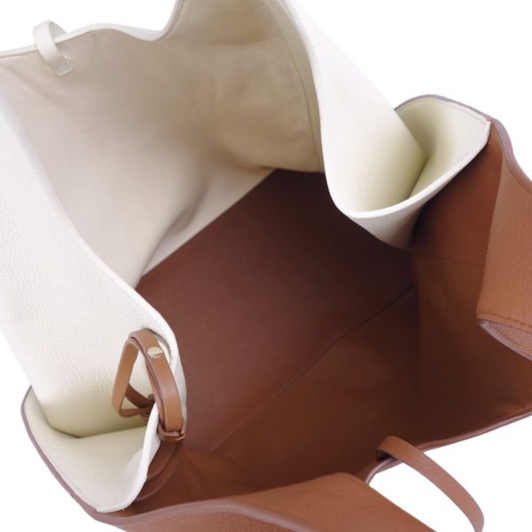 7 Loro Piana Tote Bag Bicolor Calf Leather Genuine Leather Brownwhite