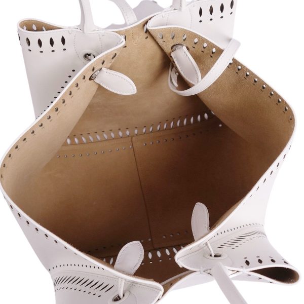7 Alaia Handbag Tote Bag Angele 25 Calf Leather White