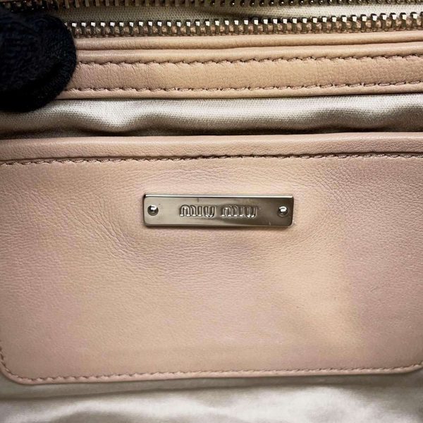 7 Miu Miu Shoulder Bag Matelasse Leather Pink Beige