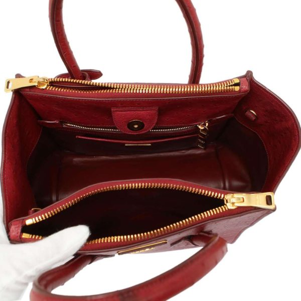 7 Prada Handbag Ostrich Shoulder Bag bordeaux