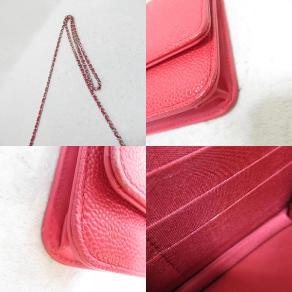 7 Chanel Chain Wallet Shoulder Bag Caviar Skin Red