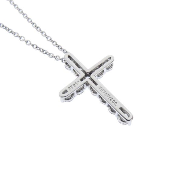 7 Tiffany Necklace Cross Small Diamond Pt950 Platinum