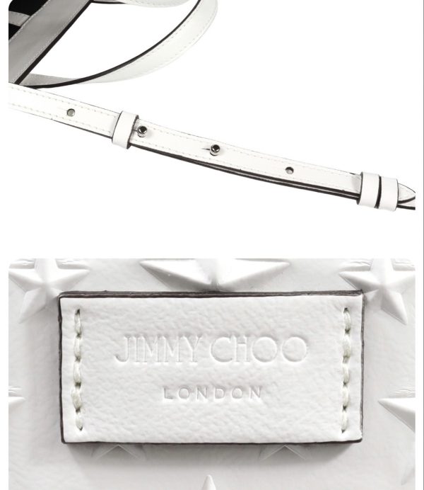 7 Jimmy Choo Shoulder Bag Patent Leather Embossed Mini White