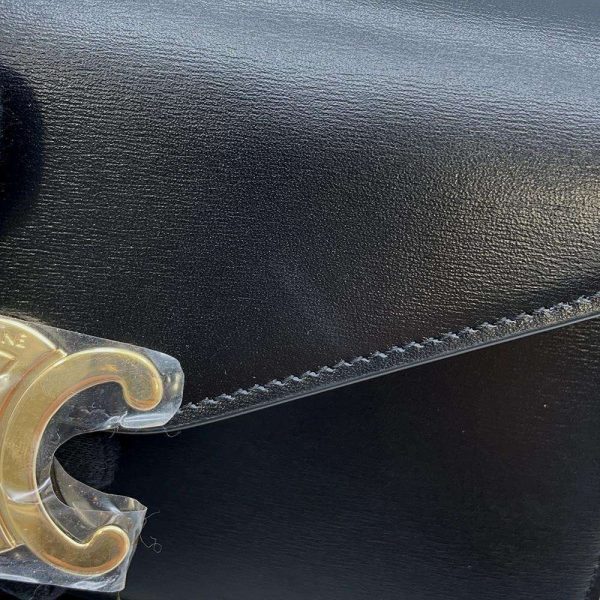 7 Celine Chain Wallet Triomphe Leather Black