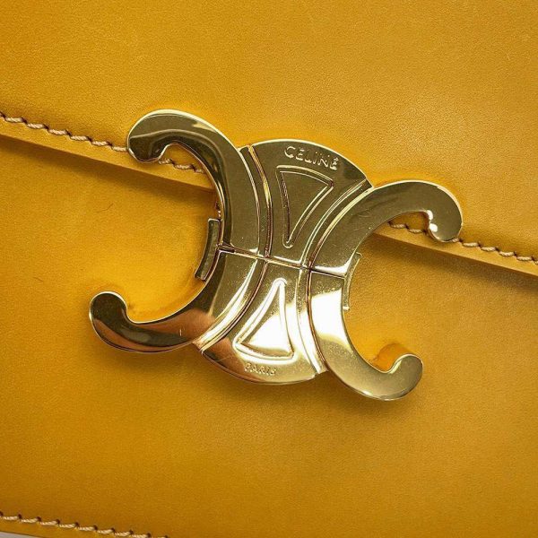 7 Celine Shoulder Bag Triomphe Medium Leather Yellow