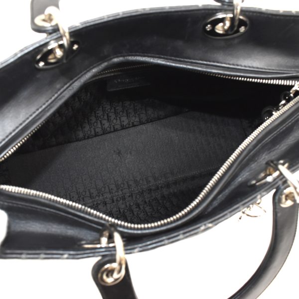 7 Christian Dior 2way Handbag Cannage Stitch Leather Black