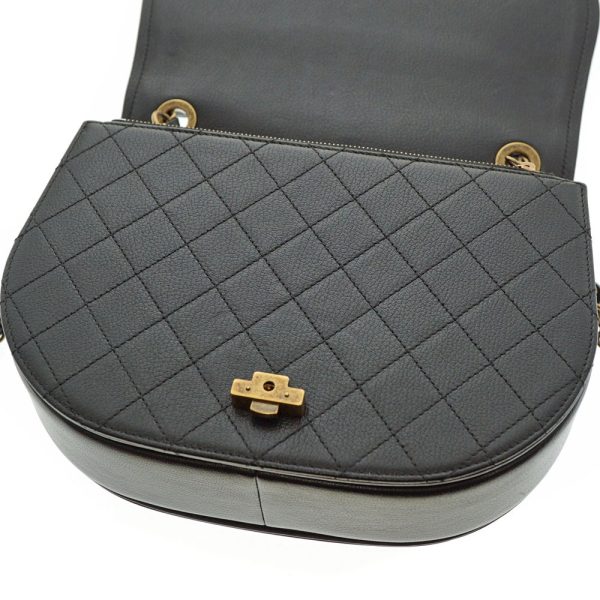 7 Chanel Chain Shoulder Bag 2WAY Lambskin Leather Black Gold Hardware