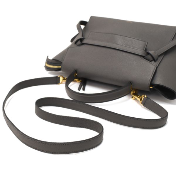 7 Celine Micro Belt Bag 2way Handbag Shoulder Bag Leather Charcoal Gray