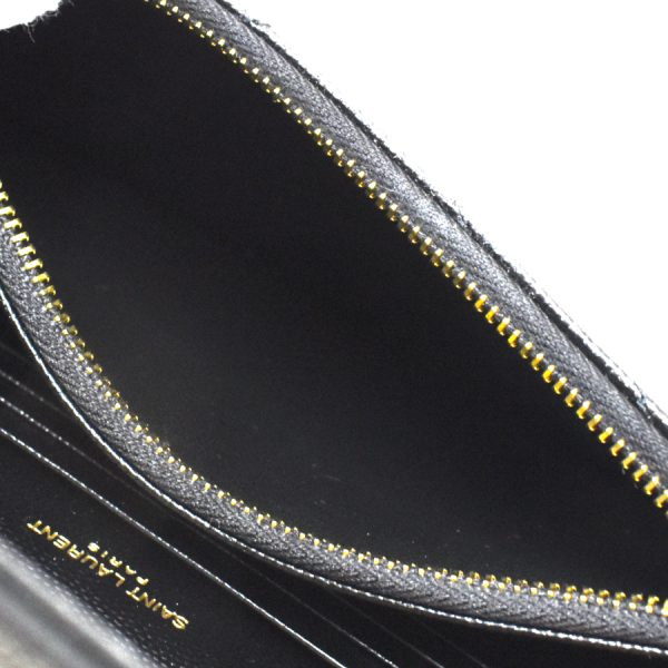 7 Saint Laurent Cassandra Envelope Chain Wallet Leather Black