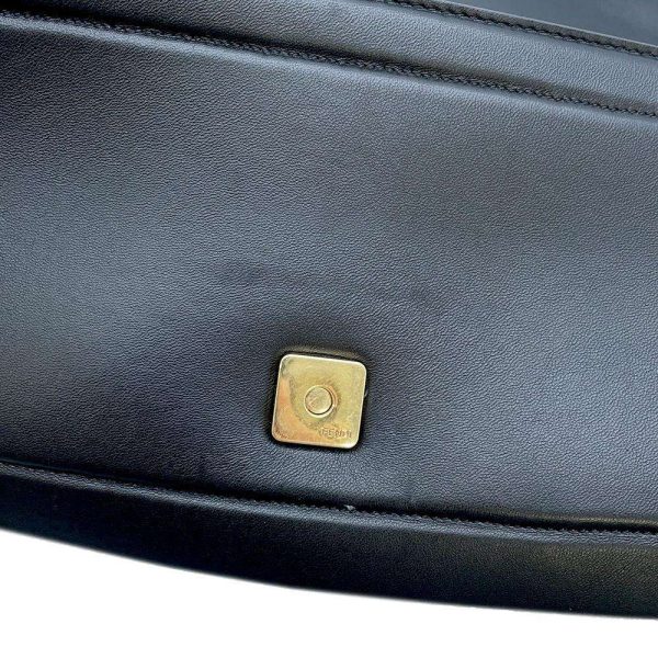 8 Fendi Chain Shoulder Bag Bucket Leather Crossbody Black