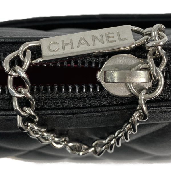 8 Chanel Cambon Line Accessory Pouch Handbag Leather Black