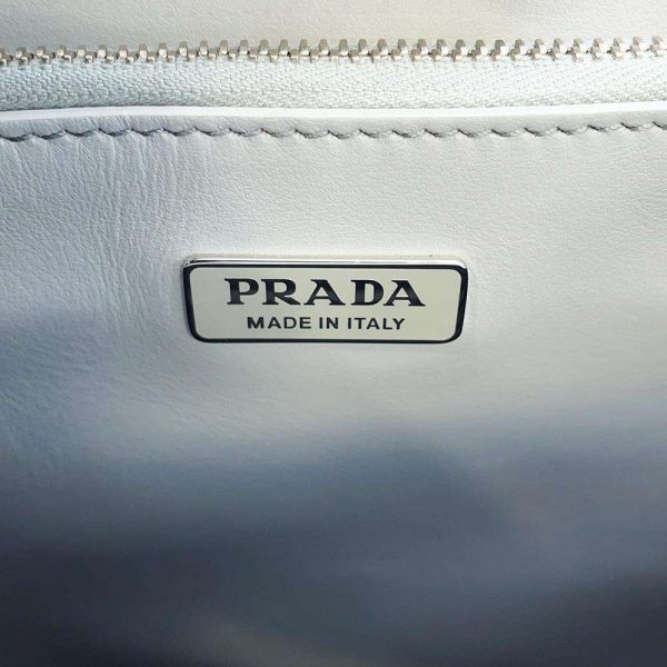 9 Prada Handbag Logo Brushed Leather 2way Light Blue