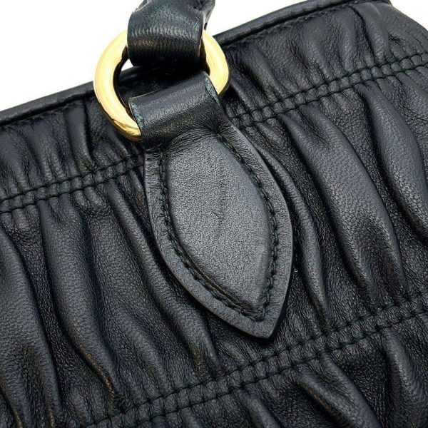 9 Prada Handbag Gathered Leather Shoulder Bag Black