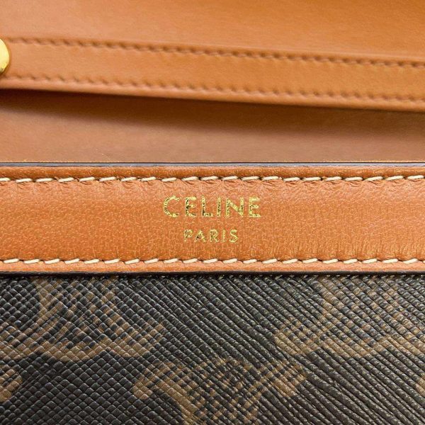 9 Celine Chain Triomphe Leather Wallet Brown