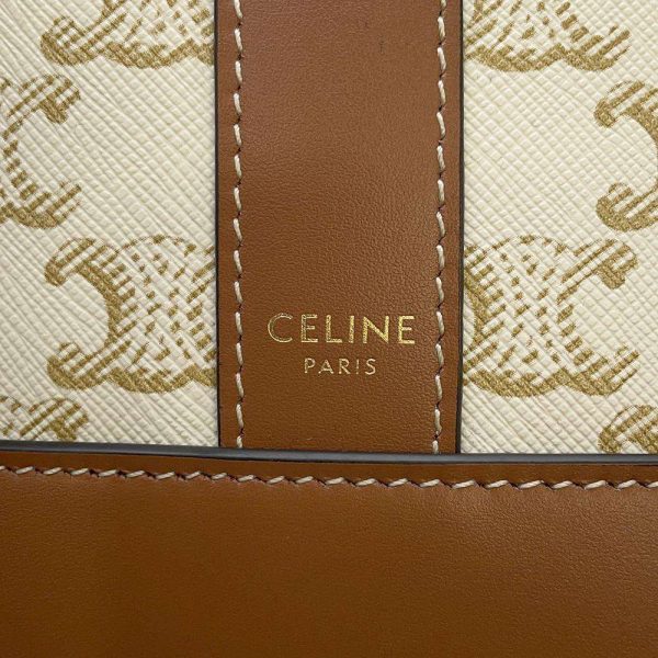 9 Celine Shoulder Bag Small Bucket Triomphe Canvas WhiteBrown