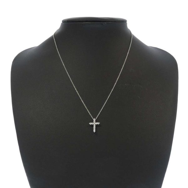 9041431 04 Tiffany Necklace Cross Diamond Platinum Small Jewelry Pendant