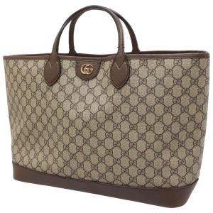 9108295 01 Gucci Straw Tote Bag Beige