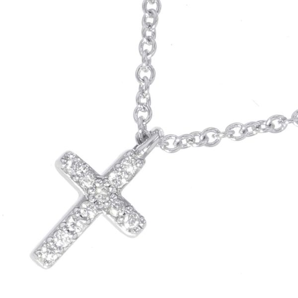 9221390 01 Tiffany Necklace Metro Cross Mini Diamond White Gold Tiffany Co