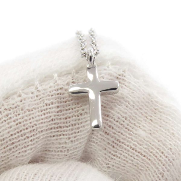 9221390 06 Tiffany Necklace Metro Cross Mini Diamond K18WG White Gold