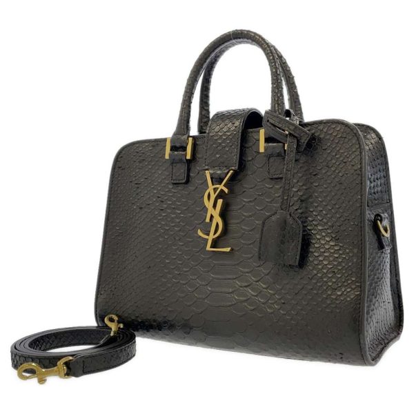 9223776 01 Saint Laurent Paris 2way Baby Cabas Python Bag Black