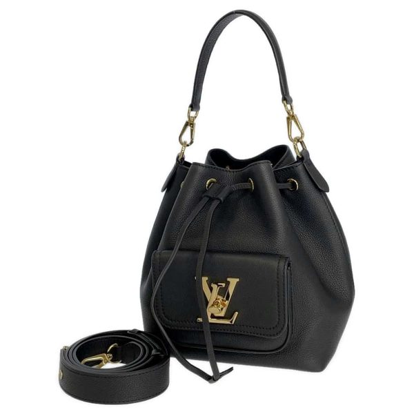 9257504 01 Louis Vuitton Shoulder Bag Grained Calf Leather Lock Me Bucket 2way Black
