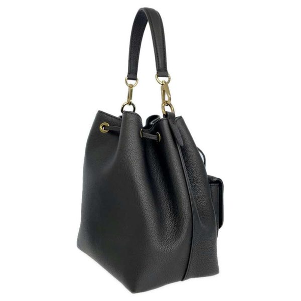 9257504 02 Louis Vuitton Shoulder Bag Grained Calf Leather Lock Me Bucket 2way Black