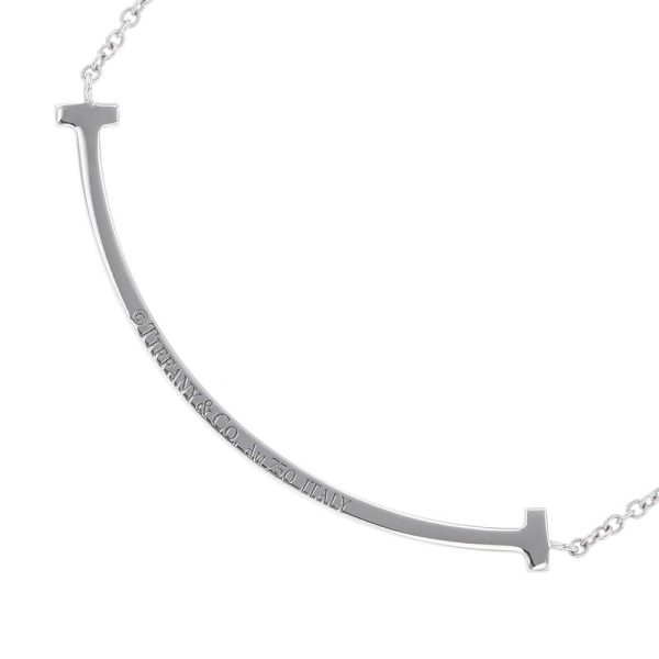 9295179 03 Tiffany Necklace T Smile Pendant Small Diamond Total 010ct White Gold