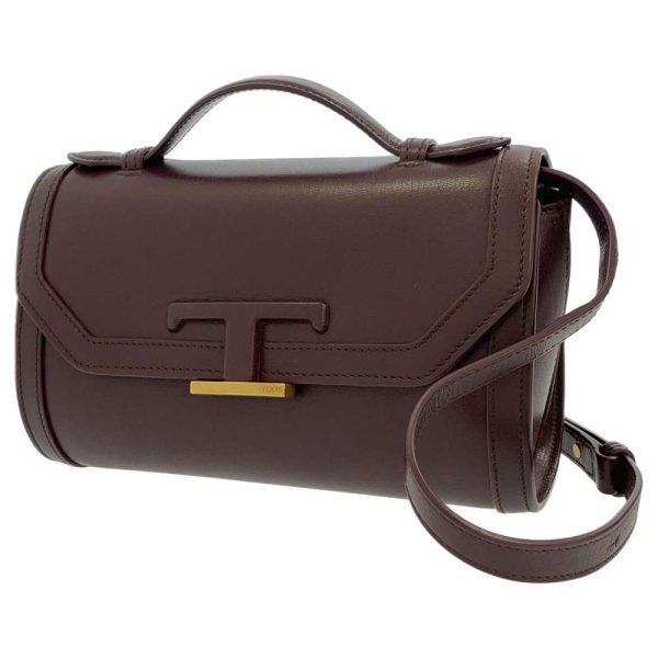 9301627 01 Tods T Timeless Mini Leather Shoulder Bag Bordeaux