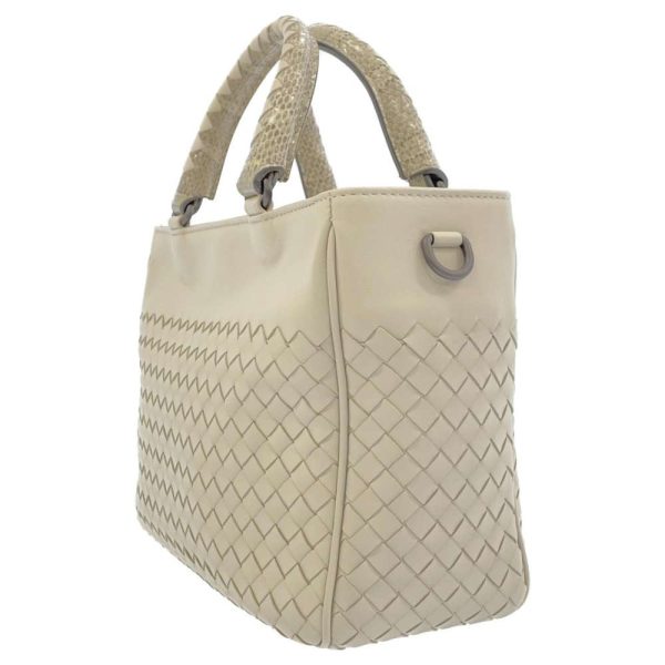 9313101 02 Bottega Veneta Handbag Intrecciato Python Leather BAG 2way Shoulder Bag Ribbon White